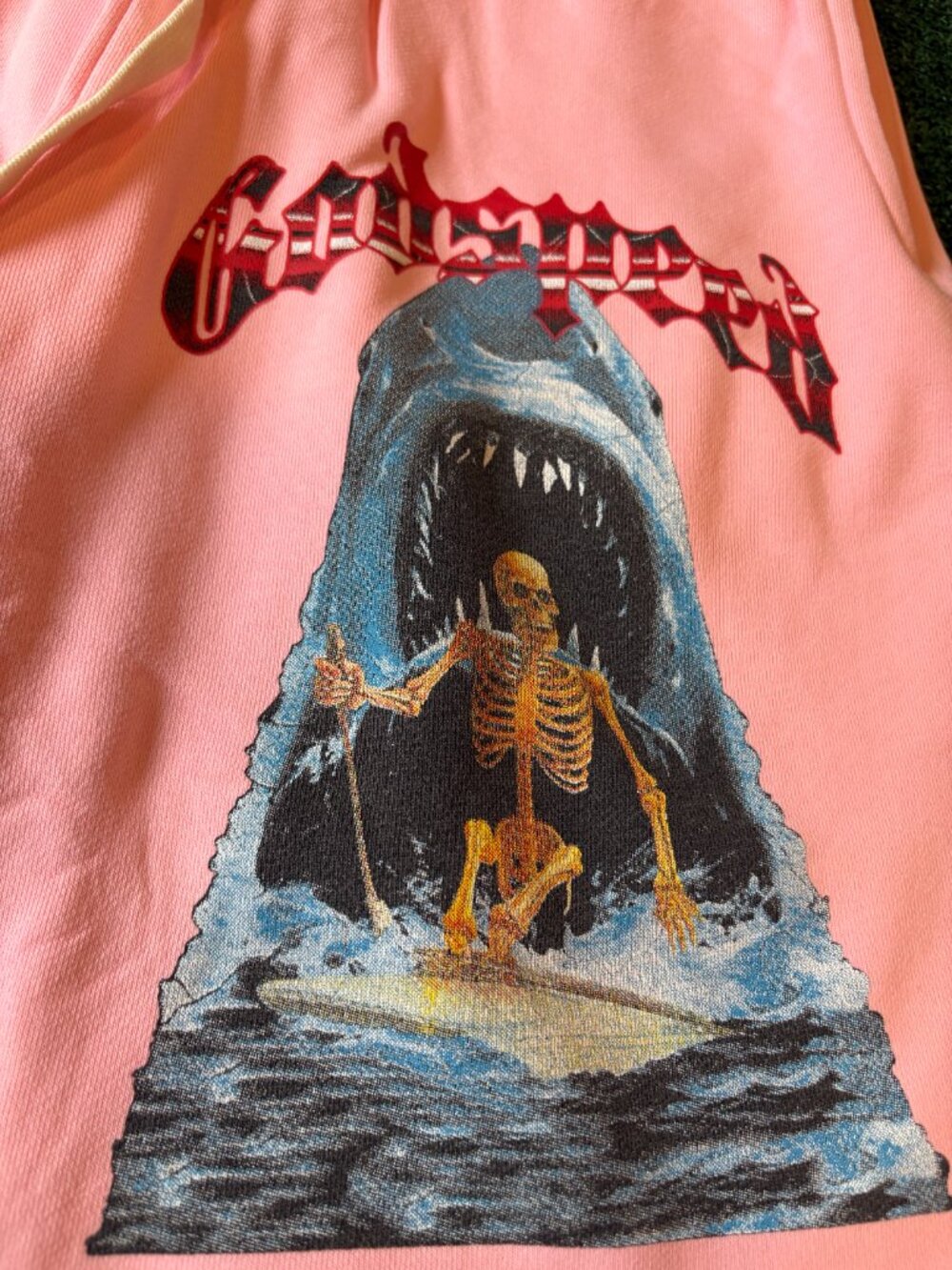 Godspeed Shark Graphic Sweat Shorts Pink NWT - Picture 2 of 6